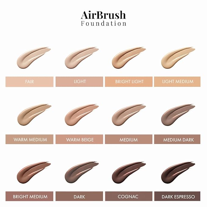 MagicMinerals AirBrush Foundation by Jerome Alexander – 2pc Set with Airbrush Foundation and Kabuki Brush - Spray Makeup with Anti-aging Ingredients for Smooth Radiant Skin - Medium Dark