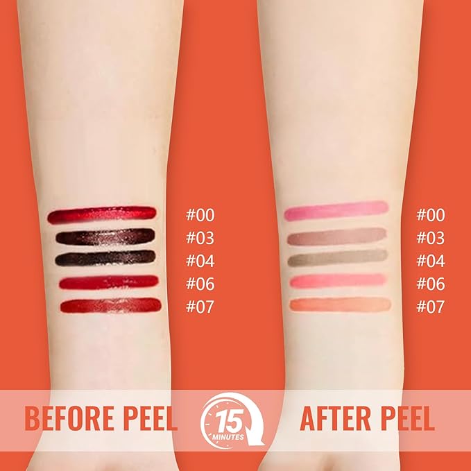 2pcs Lip Stain Peel Off - Lip Liner Stain Long Lasting Waterproof,2-in-1 Lip Liner with Tweezer Nude Matte,Non-Stick Cup,Highly Pigmented,Natural Finish,Stay On All Day,Perfect for Gift (Nude+Cocoa)