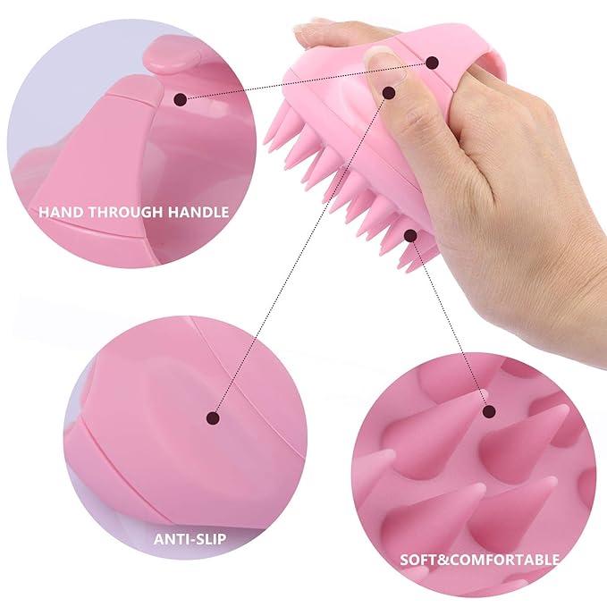 3 Pcs Silicone Scalp Massager & Shampoo Brush, Handheld Scalp Scrubber Cleansing Brush for Shower