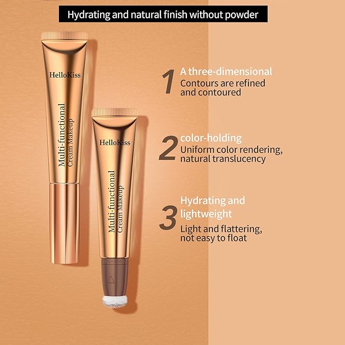 3pcs Contour Beauty Wand, Blush Wand and Liquid Highlighter Wand with Cushion Applicator, Long Lasting Silky Smooth Blendable Contour Highlighter Blush Stick,Cruelty Free,Contour +Blush +Highlighter Set(#01+#03+#05)