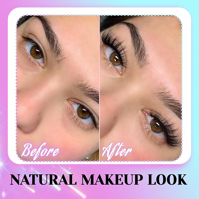 Losha Lashes Wispy False Eyelashes Natural Cat Eye Lashes Kit with Lash Glue and Lash Tweezers 14 Pairs Short Fake Eyelashes Soft Thin Faux Mink Lashes Pack (Lighter)