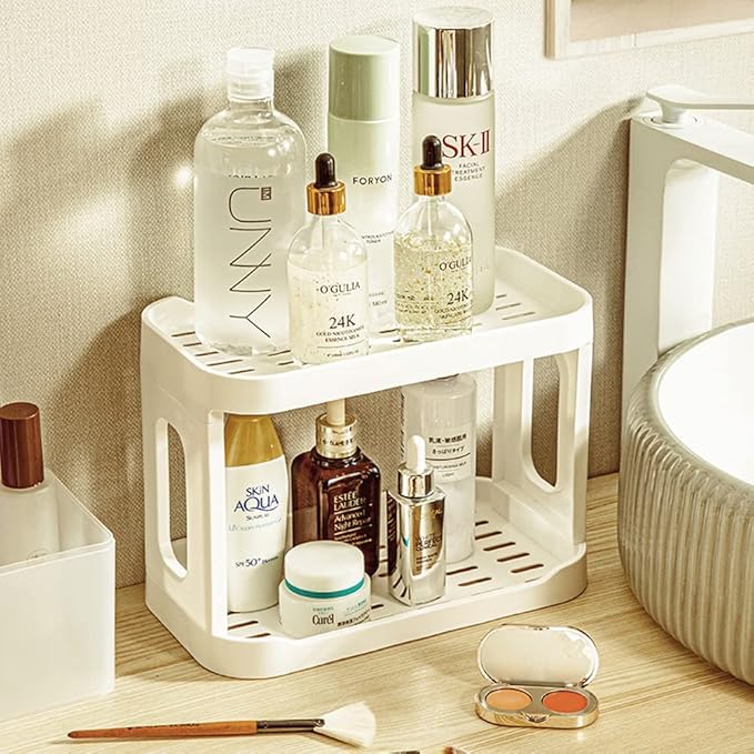 2-Tier Desk Organizers & Dispensers,Mail Holder for Office Desk Organization,Kitchen Spice Rack or Bathroom Countertop Organizer, Gift for Teachers, Classmates, and Friends,White