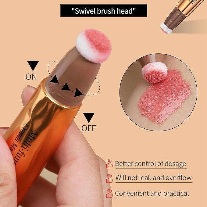 3pcs Contour Beauty Wand, Blush Wand and Liquid Highlighter Wand with Cushion Applicator, Long Lasting Silky Smooth Blendable Contour Highlighter Blush Stick,Cruelty Free,Contour +Blush +Highlighter Set(#01+#03+#05)
