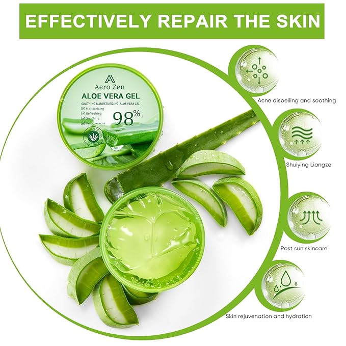 3-Pack Pure Aloe Vera Gel for Face & Body, 98% Pure Aloe Vera Gel for Skin, Scalp, & Hair, Soothing Aloe Face Moisturizer, Multipurpose Skin Care(30oz)