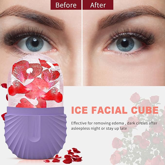 2Pcs Ice Face Roller, Reusable Silicone Mold Face Massage Eye Facial Beauty Skin Care Tools Apply Ice for Shrink Pores Anti Wrinkle Reduce Puffiness Improve Skin Elasticity, Seashell
