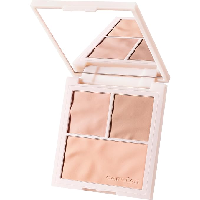 3 Colors Blush Palette For Cheek Makeup, Matte Blush Powder Blendable Face Blush,12H Longlasting, Lightweight, Smooth Pink Blush, Sunset Orange, 0.37Oz