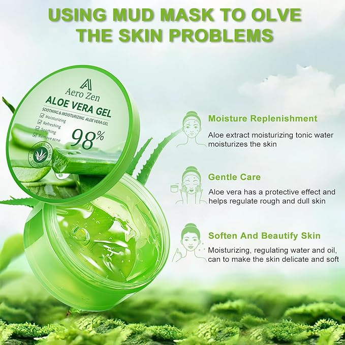 3-Pack Pure Aloe Vera Gel for Face & Body, 98% Pure Aloe Vera Gel for Skin, Scalp, & Hair, Soothing Aloe Face Moisturizer, Multipurpose Skin Care(30oz)