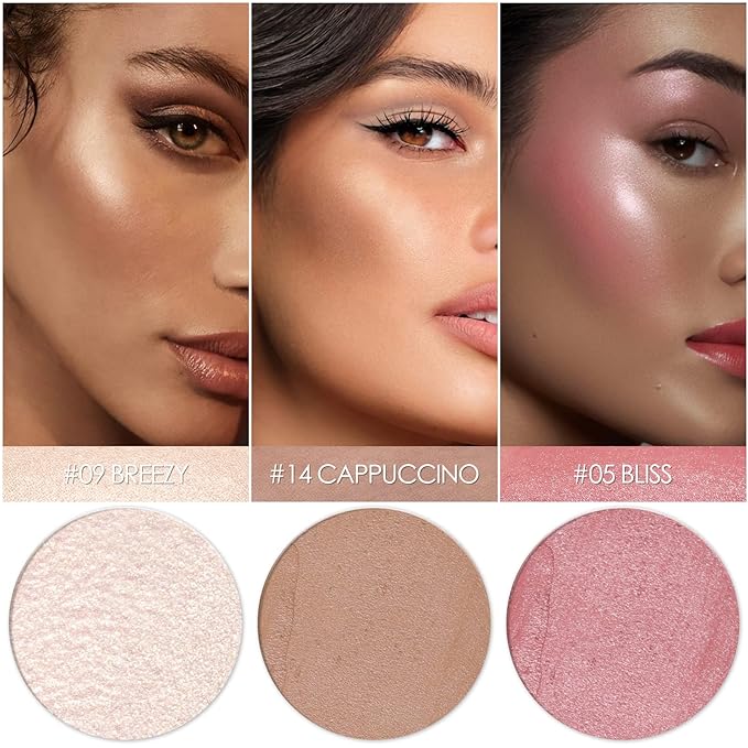 3 Pcs LIGHT-MEDIUM Contour Stick Set,Cream Blush & Highlighter Bronzer Pen,Long Lasting & Smooth Natural Face Contouring Illuminator,Professional Makeup Kit for All Skin