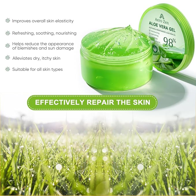 3-Pack Pure Aloe Vera Gel for Face & Body, 98% Pure Aloe Vera Gel for Skin, Scalp, & Hair, Soothing Aloe Face Moisturizer, Multipurpose Skin Care(30oz)