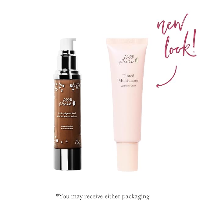 100% PURE Tinted Moisturizer Anti-Aging Face Makeup - Fruit Pigmented Cocoa Light to Medium Coverage & Dewy Glow - Lightweight Foundation Deep Skin w/Neutral Undertone - Vegan - 1 Fl Oz