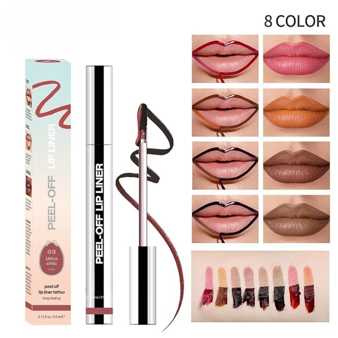 Longwear Peel-off Lip Stain Marker Peel Off with Vitamin E - Smudge-Resistant Lip Liner & Base for All Skin Types (02#)