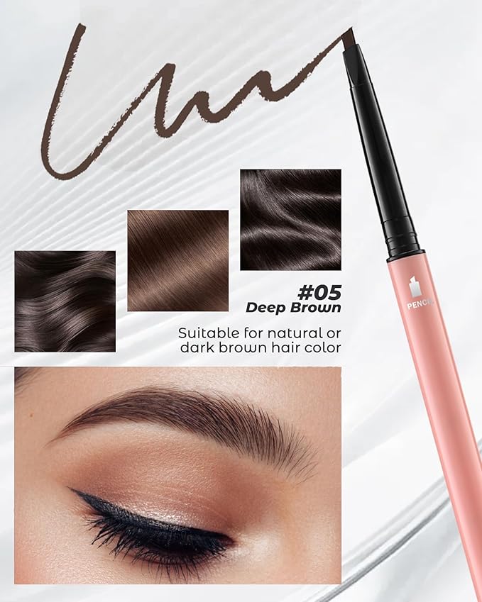 12Pcs Microblading Eyebrow Pencils Deep Brown Waterproof Eye Brow Pencil w/Eye Brow Razor & Scissors Kit 0.5mm Ultra-Fine Tip Creates Hair-Like Strokes for Women Effortless Natural Brows