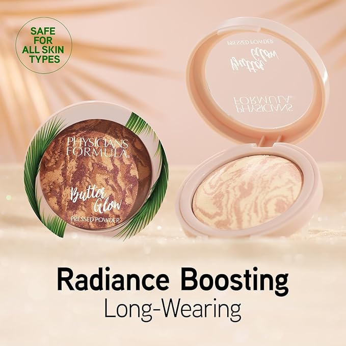 Physicians Formula Butter Glow Pressed Powder, Radiance-Boosting Face Powder with Murumuru Butter for Soft-Focus Finish – Translucent Glow
