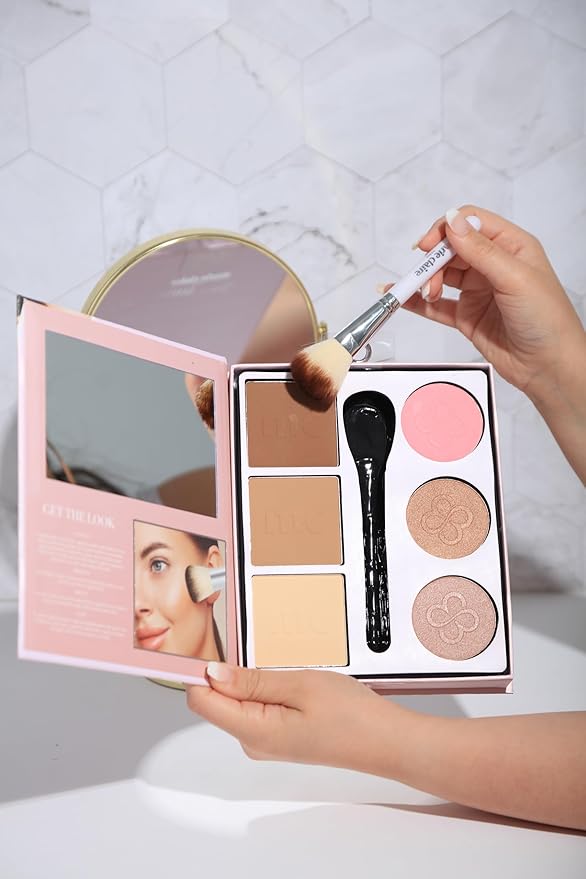 Marie Claire Face Palette - Makeup Kit Sculpts, Defines, and Achieves Perfect Contour Look - Face Makeup Shimmery and Matte Finishes - 7 pc