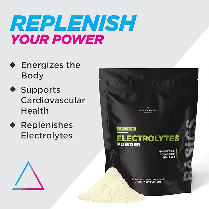 Livingood Daily Electrolytes Powder, Electrolytes Hydration Drink Mix With Vitamin C, Magnesium, Taurine & Sea Salt, Electrolyte Supplement For Energy & Hydration, Keto, Lemon Lime Flavor, 30 Servings