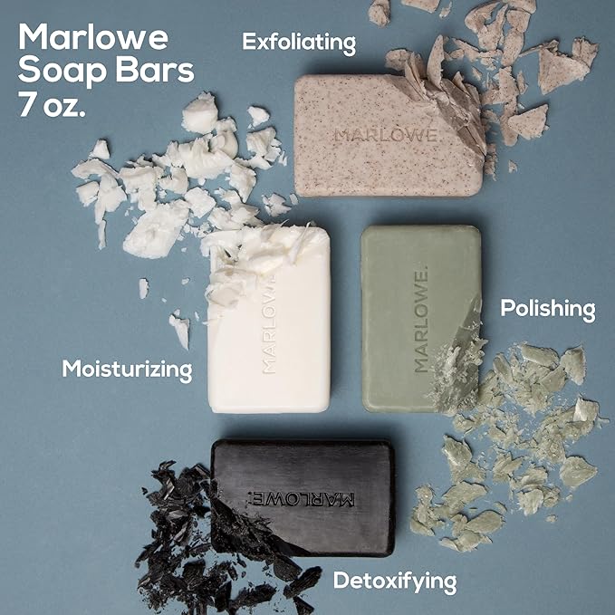 MARLOWE. No. 105 Bar Soap for Men 7 oz (3 Bars) Moisturizing Body Soap, Nourishing & Refreshing with Natural Extracts, Shea Butter, Olive Oil & Green Tea Extracts, Original Sage & Fir Scent